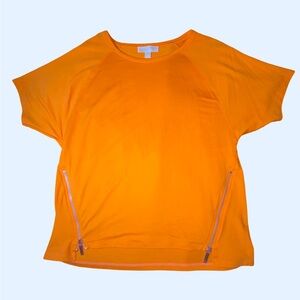 Michael Kors Vibrant‎ Orange Tee with zippers size Large